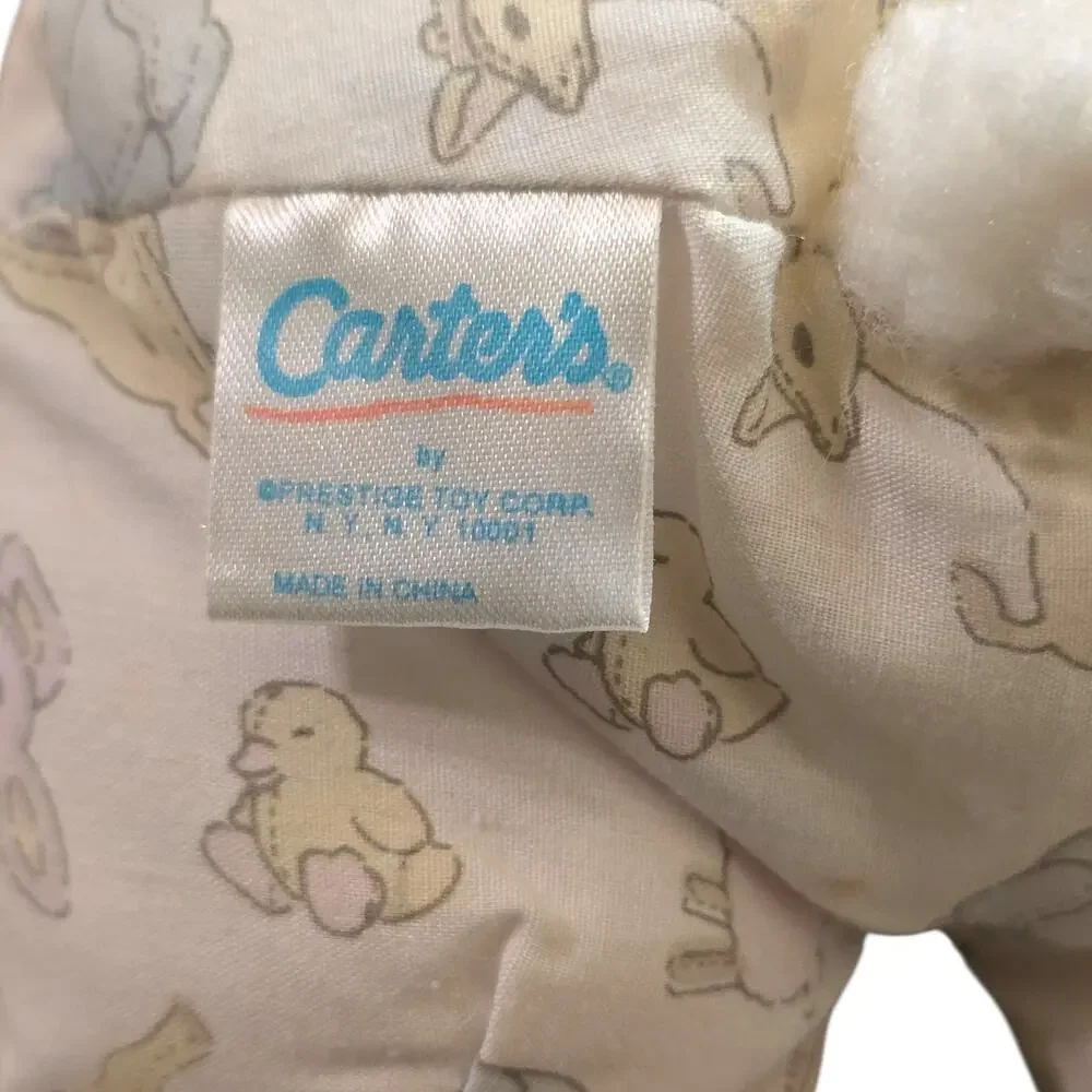 NOS Vintage Carters Prestige Plush Lamb Rattle Bunny Slippers Baby Toy #1892